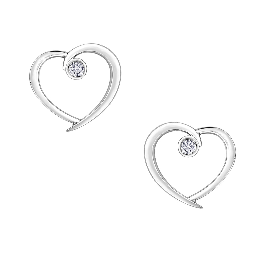 White Gold Diamond Centered Hearts - Forever Jewellery Canada 