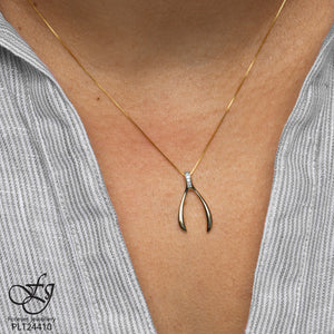 Wishbone Diamond Pendant - Forever Jewellery Canada 