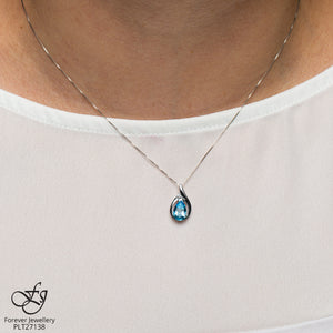 Pear-Shaped Blue Topaz and Diamond Accent Pendant - Forever Jewellery Canada 