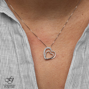 Double Heart Diamond Pendant - Forever Jewellery Canada 
