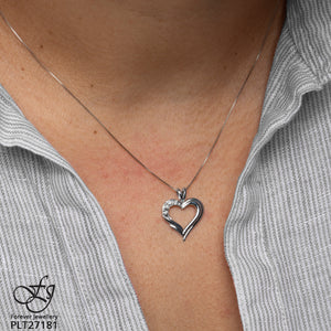 Stylised Heart Shaped Pendant With Diamonds - Forever Jewellery Canada 