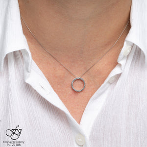 Circle Outline Diamond Pendant - Forever Jewellery Canada 