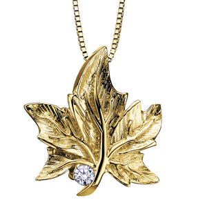 Maple Leaf Canadian Diamond Pendant - Forever Jewellery Canada 