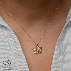Maple Leaf Canadian Diamond Pendant - Forever Jewellery Canada 