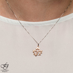 Maple Leaf Outline Canadian Diamond Pendant - Forever Jewellery Canada 