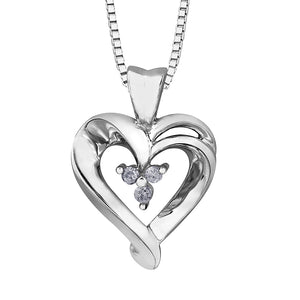 Trio of Diamonds Heart Pendant - Forever Jewellery Canada 