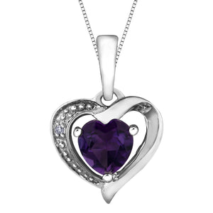 Heart Shaped Amethyst and Diamond Pendant - Forever Jewellery Canada 
