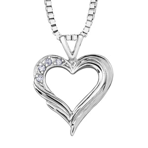 Stylised Heart Shaped Pendant With Diamonds - Forever Jewellery Canada 